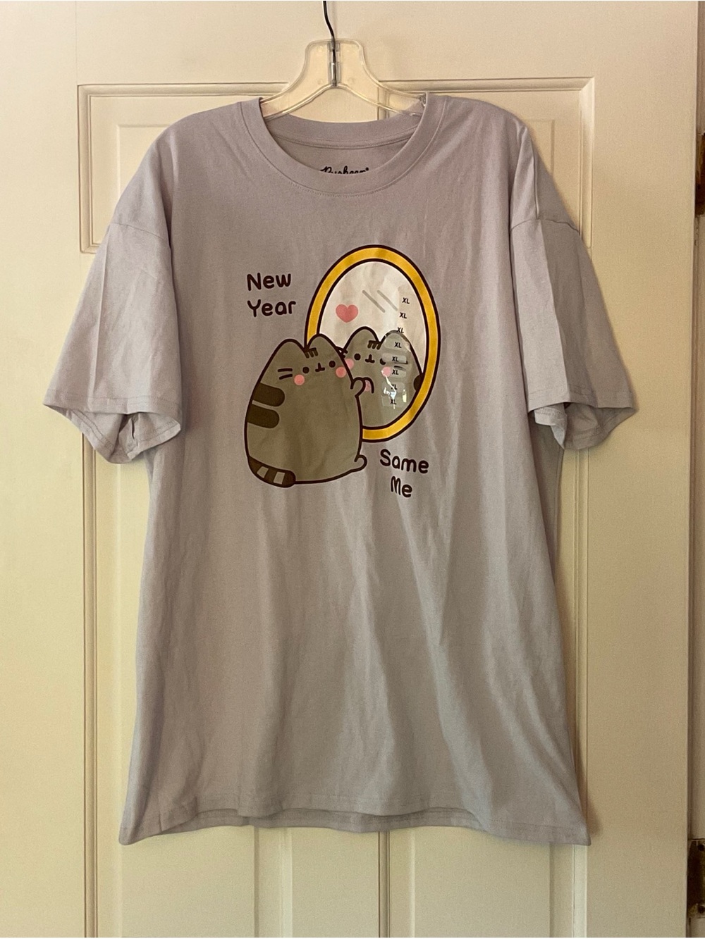 NEW Pusheen The Cat Tee T-shirt New Year Same Me Gray Men’s Unisex XL NWOT